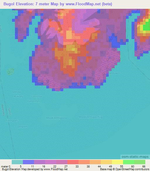 Bugol,Micronesia Elevation Map