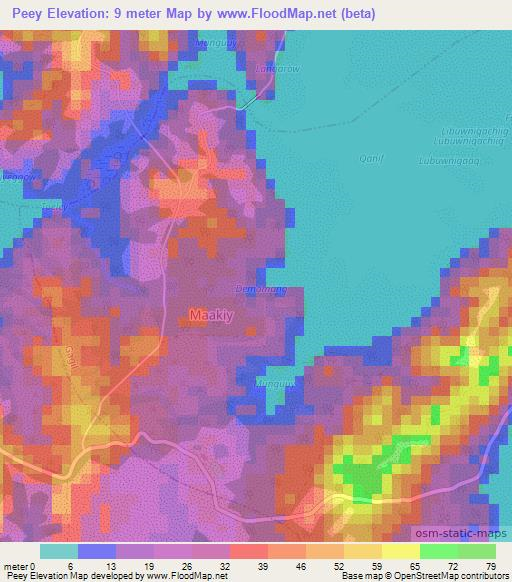 Peey,Micronesia Elevation Map