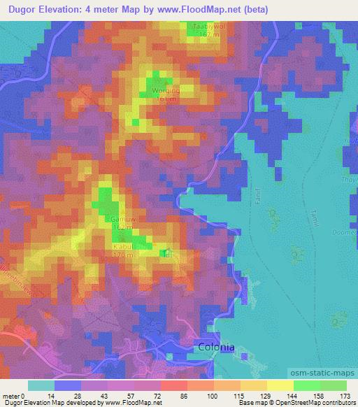 Dugor,Micronesia Elevation Map