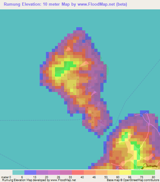 Rumung,Micronesia Elevation Map