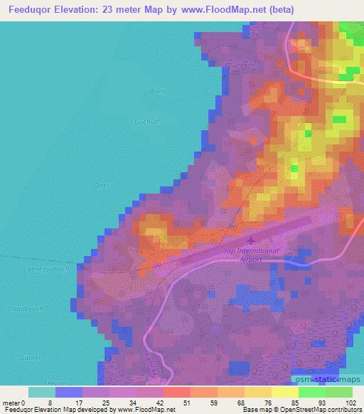 Feeduqor,Micronesia Elevation Map