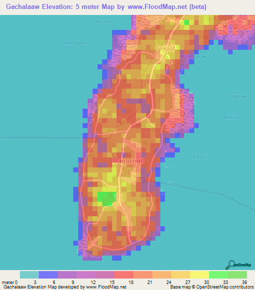 Gachalaaw,Micronesia Elevation Map