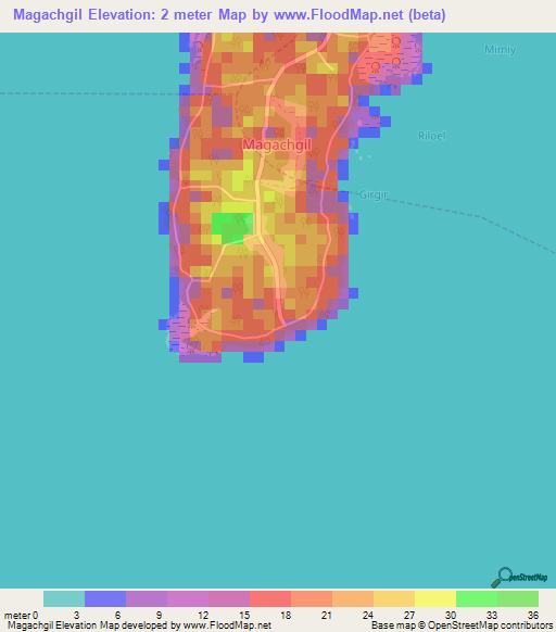 Magachgil,Micronesia Elevation Map