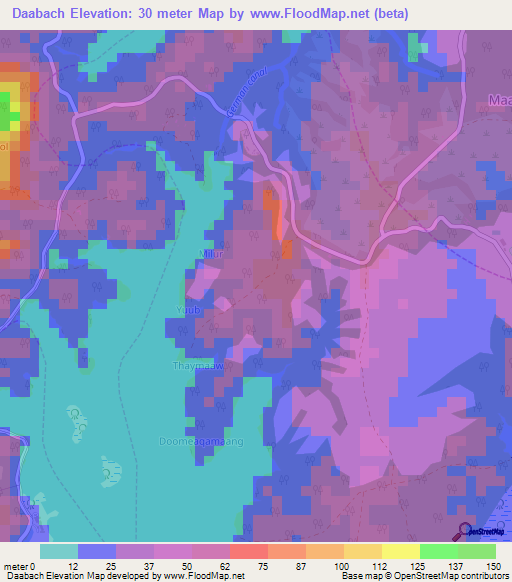 Daabach,Micronesia Elevation Map