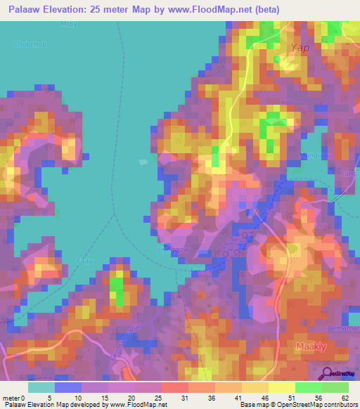 Palaaw,Micronesia Elevation Map