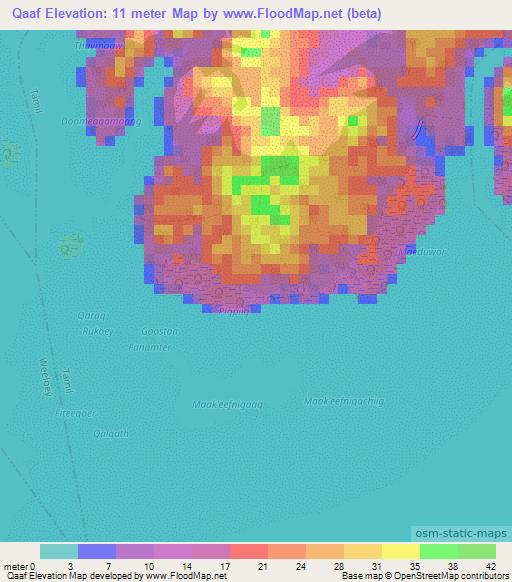 Qaaf,Micronesia Elevation Map