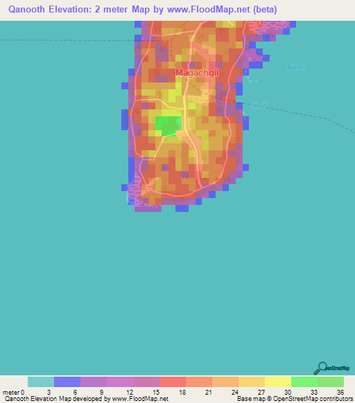 Qanooth,Micronesia Elevation Map