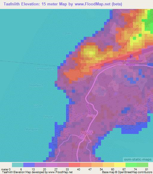 Taafniith,Micronesia Elevation Map