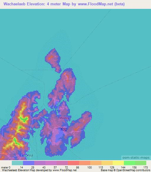 Wachaelaeb,Micronesia Elevation Map