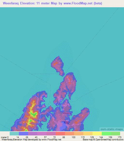 Weenfaraq,Micronesia Elevation Map