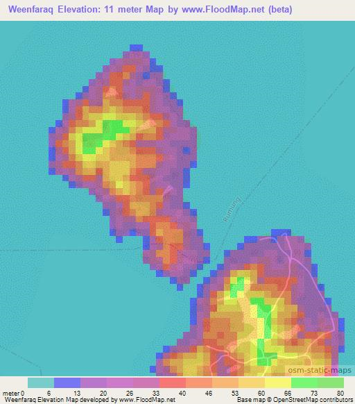 Weenfaraq,Micronesia Elevation Map