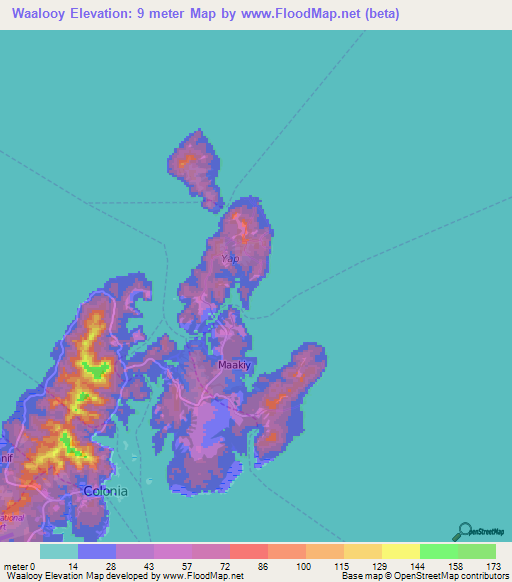 Waalooy,Micronesia Elevation Map