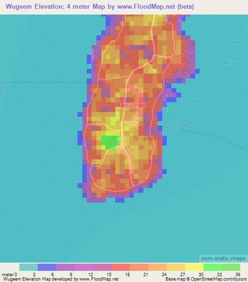 Wugeem,Micronesia Elevation Map