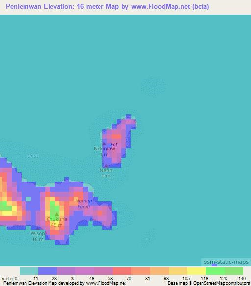 Peniemwan,Micronesia Elevation Map