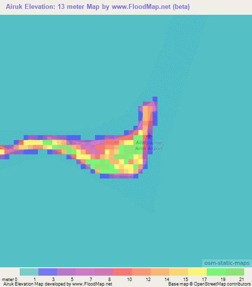 Airuk,Marshall Islands Elevation Map