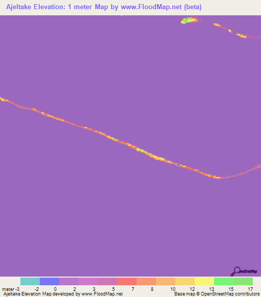 Ajeltake,Marshall Islands Elevation Map