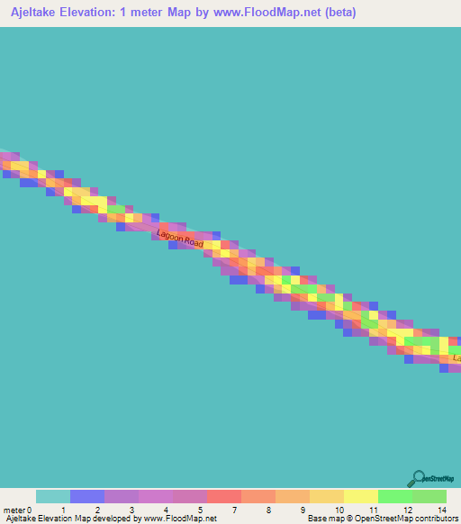 Ajeltake,Marshall Islands Elevation Map