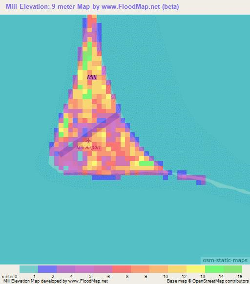 Mili,Marshall Islands Elevation Map