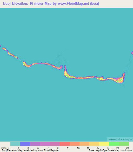 Buoj,Marshall Islands Elevation Map