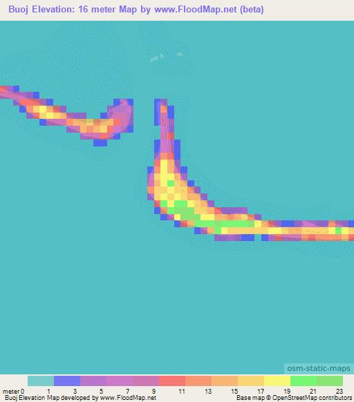 Buoj,Marshall Islands Elevation Map