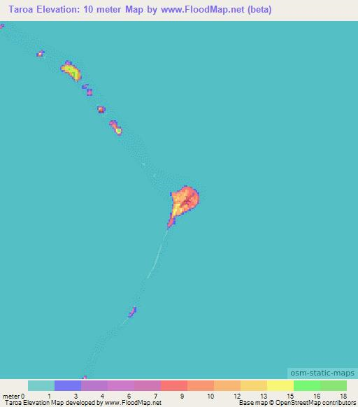 Taroa,Marshall Islands Elevation Map