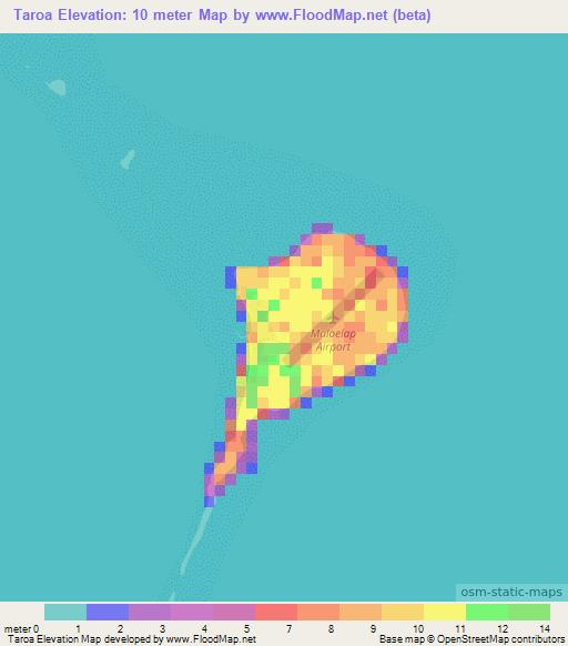 Taroa,Marshall Islands Elevation Map