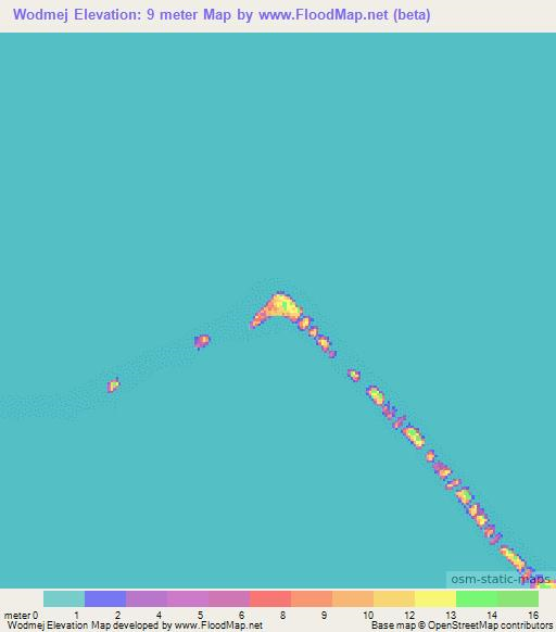 Wodmej,Marshall Islands Elevation Map