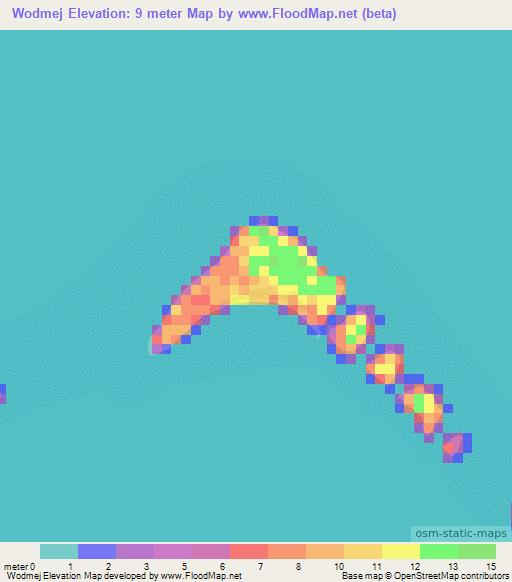 Wodmej,Marshall Islands Elevation Map