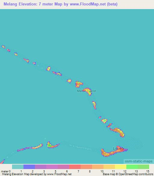 Melang,Marshall Islands Elevation Map