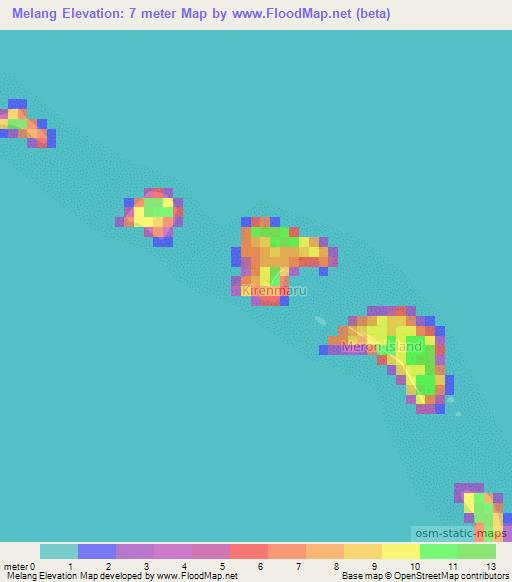 Melang,Marshall Islands Elevation Map