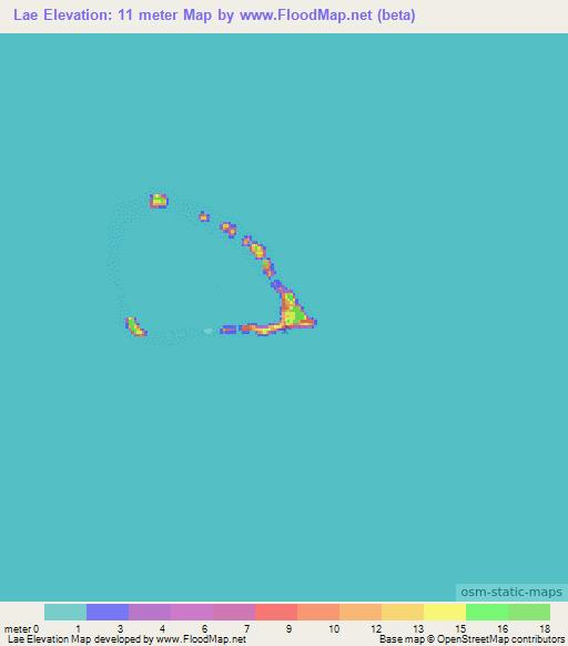 Lae,Marshall Islands Elevation Map