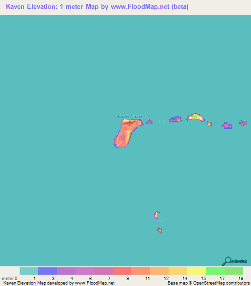 Kaven,Marshall Islands Elevation Map