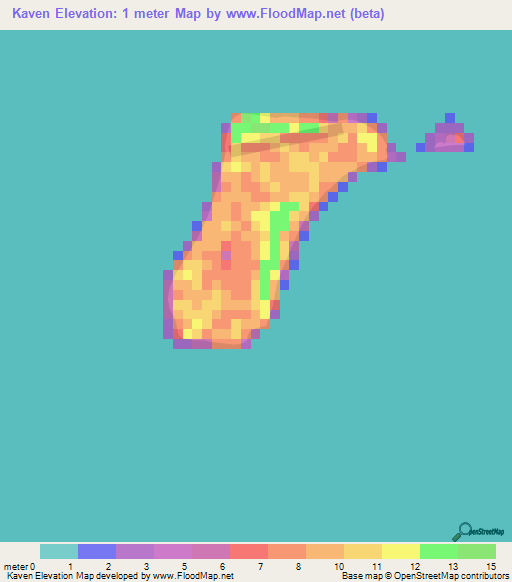 Kaven,Marshall Islands Elevation Map