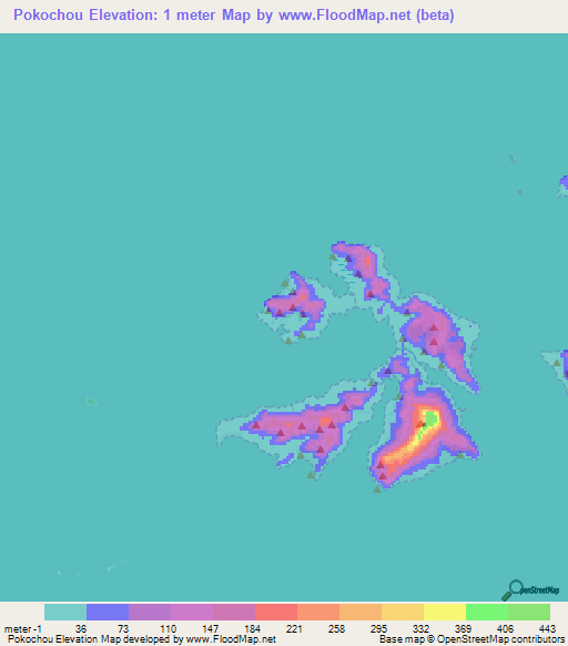 Pokochou,Micronesia Elevation Map