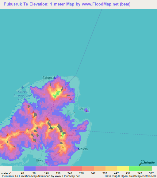 Pukusruk Te,Micronesia Elevation Map