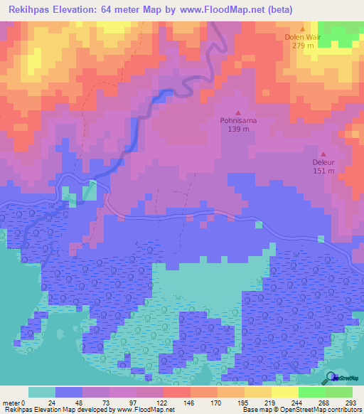 Rekihpas,Micronesia Elevation Map