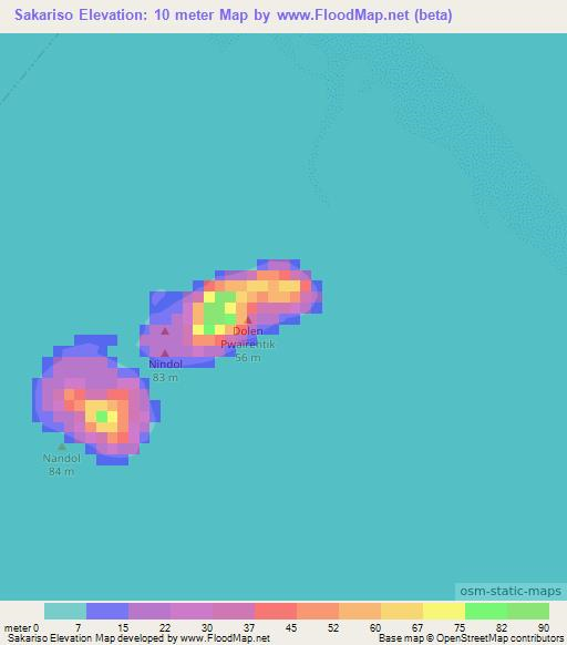 Sakariso,Micronesia Elevation Map