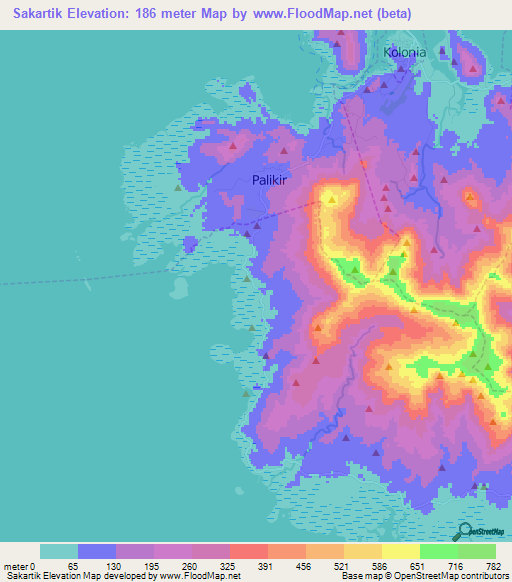 Sakartik,Micronesia Elevation Map