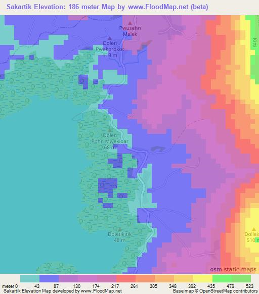 Sakartik,Micronesia Elevation Map