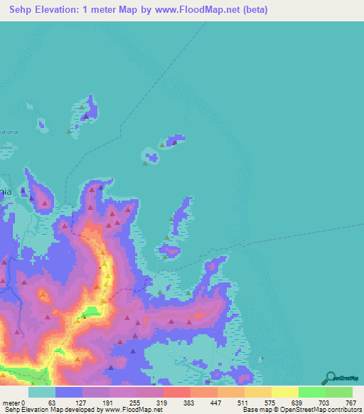 Sehp,Micronesia Elevation Map