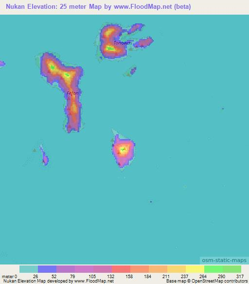 Nukan,Micronesia Elevation Map