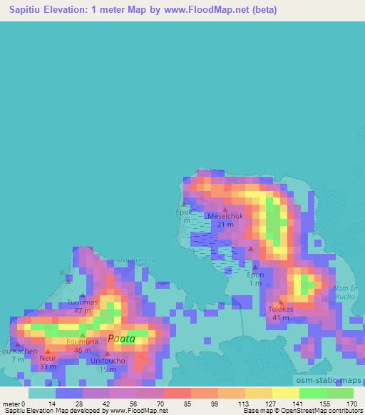 Sapitiu,Micronesia Elevation Map