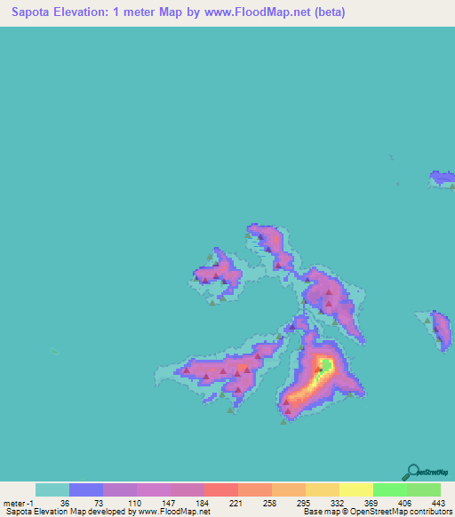 Sapota,Micronesia Elevation Map