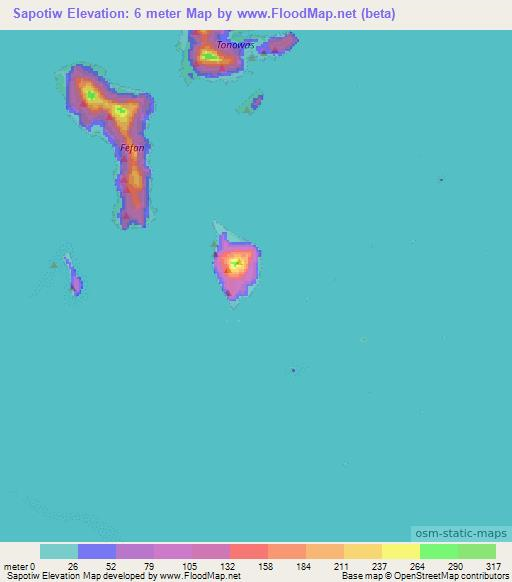 Sapotiw,Micronesia Elevation Map