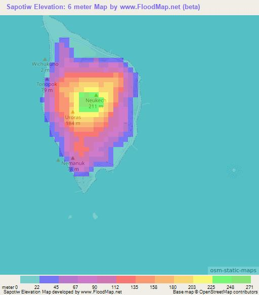 Sapotiw,Micronesia Elevation Map