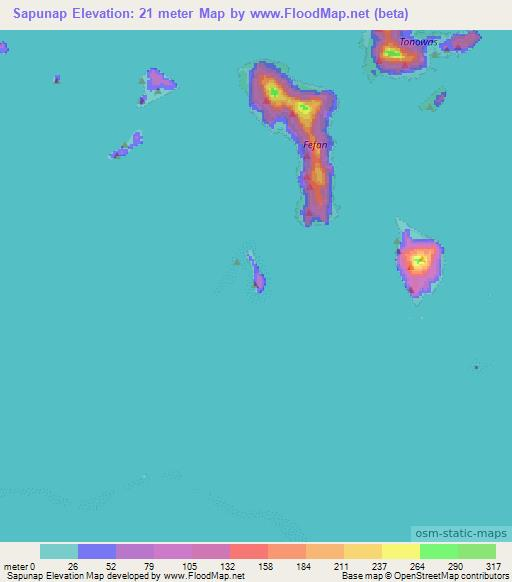 Sapunap,Micronesia Elevation Map