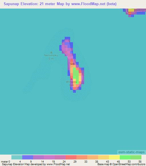 Sapunap,Micronesia Elevation Map