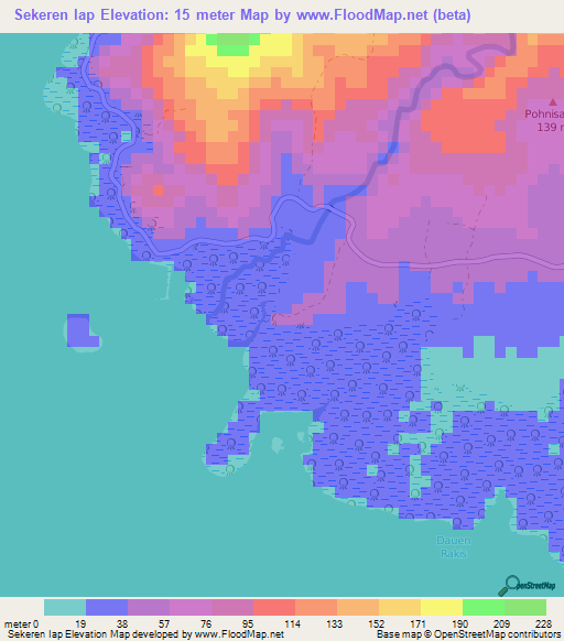 Sekeren Iap,Micronesia Elevation Map