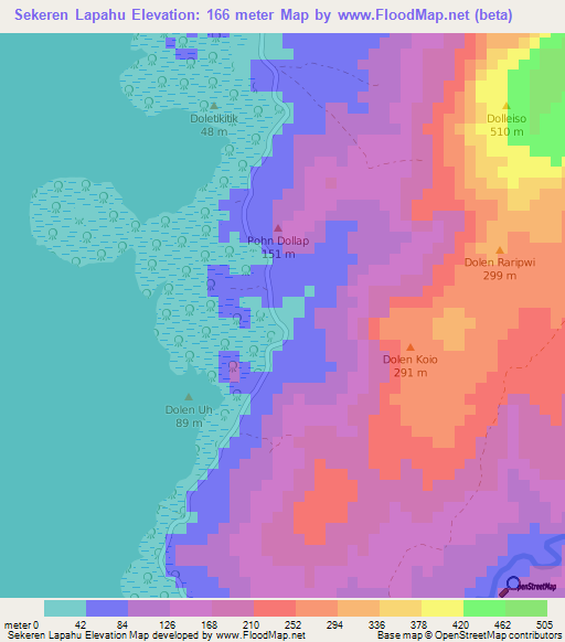 Sekeren Lapahu,Micronesia Elevation Map