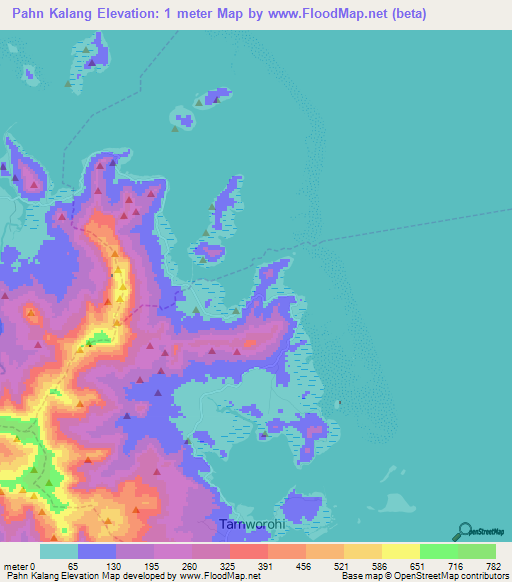 Pahn Kalang,Micronesia Elevation Map